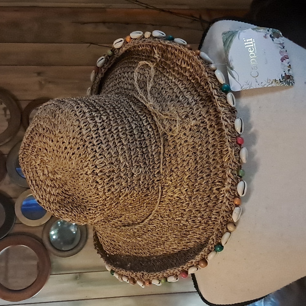 Capelli of New York Women Embellished Floppy Straw Woven Sun Raffia Hat Packable - Picture 3 of 7